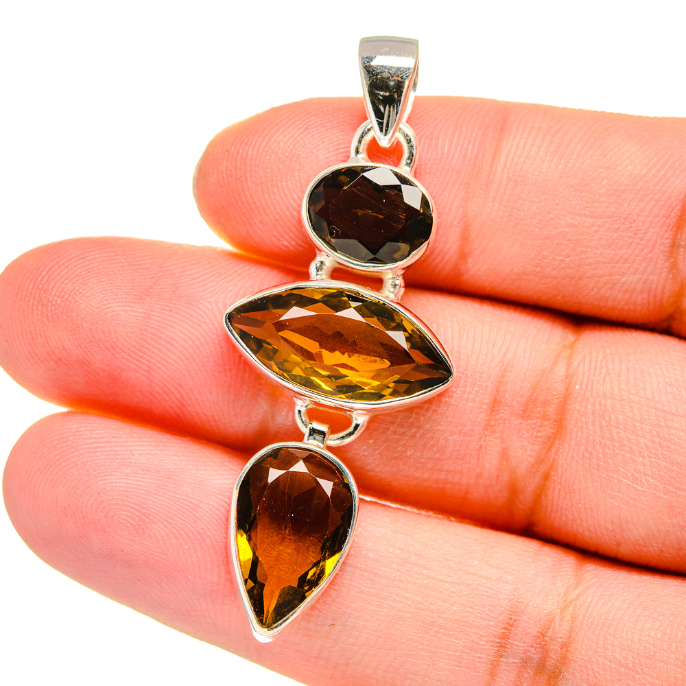 Mandarin Citrine, Smoky Quartz Pendants handcrafted by Anasilvercos - PD16442