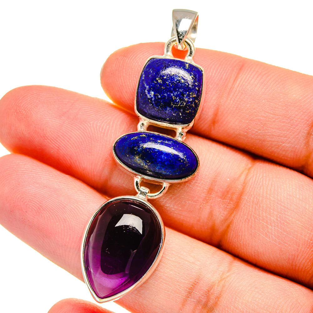 Amethyst, Lapis Lazuli Pendants handcrafted by Anasilvercos - PD16449