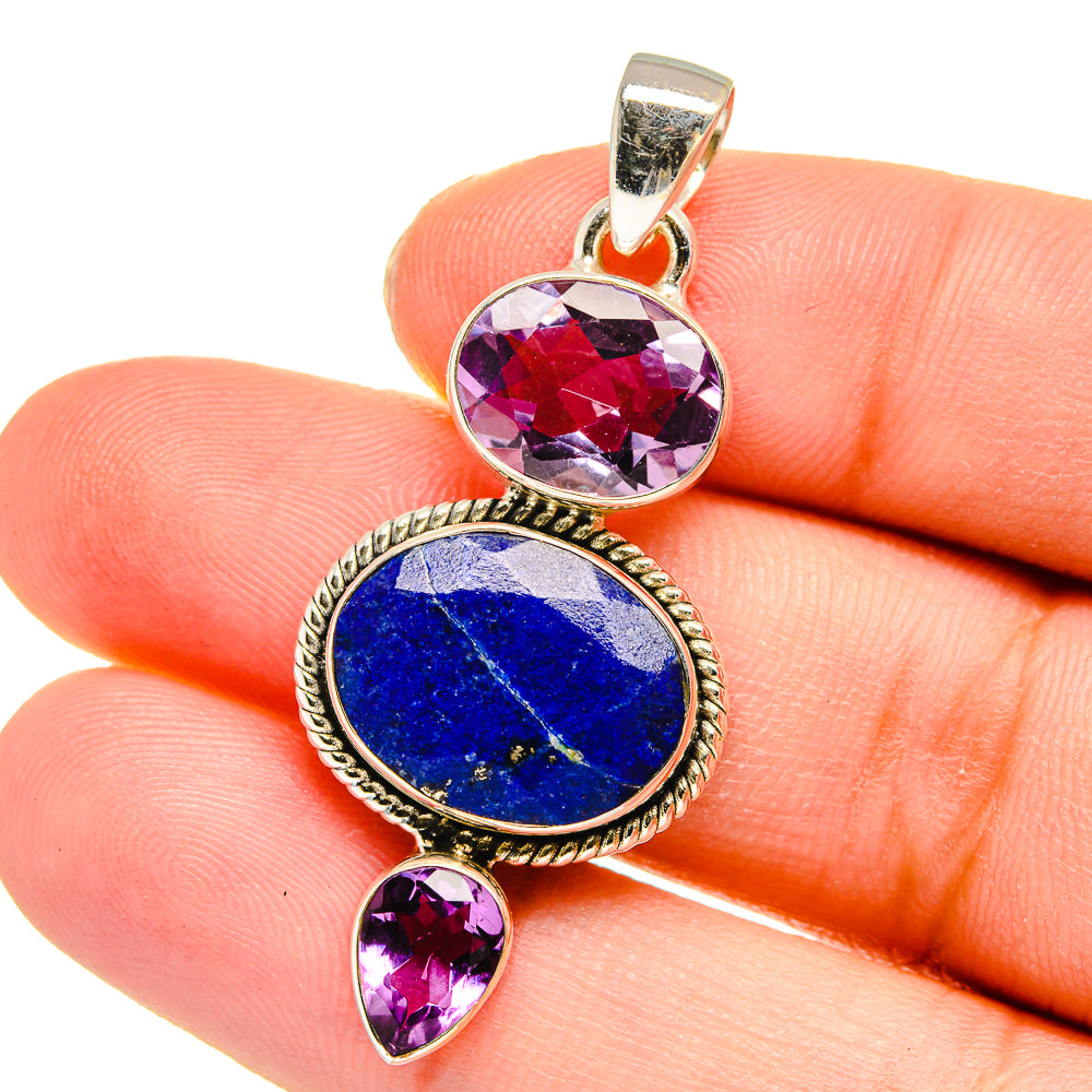 Lapis Lazuli, Amethyst Pendants handcrafted by Anasilvercos - PD16476
