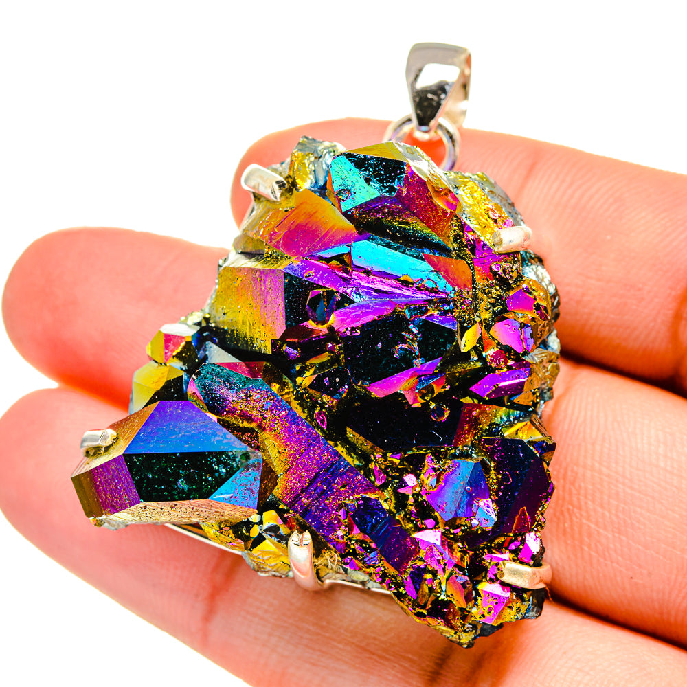 Titanium Sunshine Druzy Pendants handcrafted by Anasilvercos - PD16521
