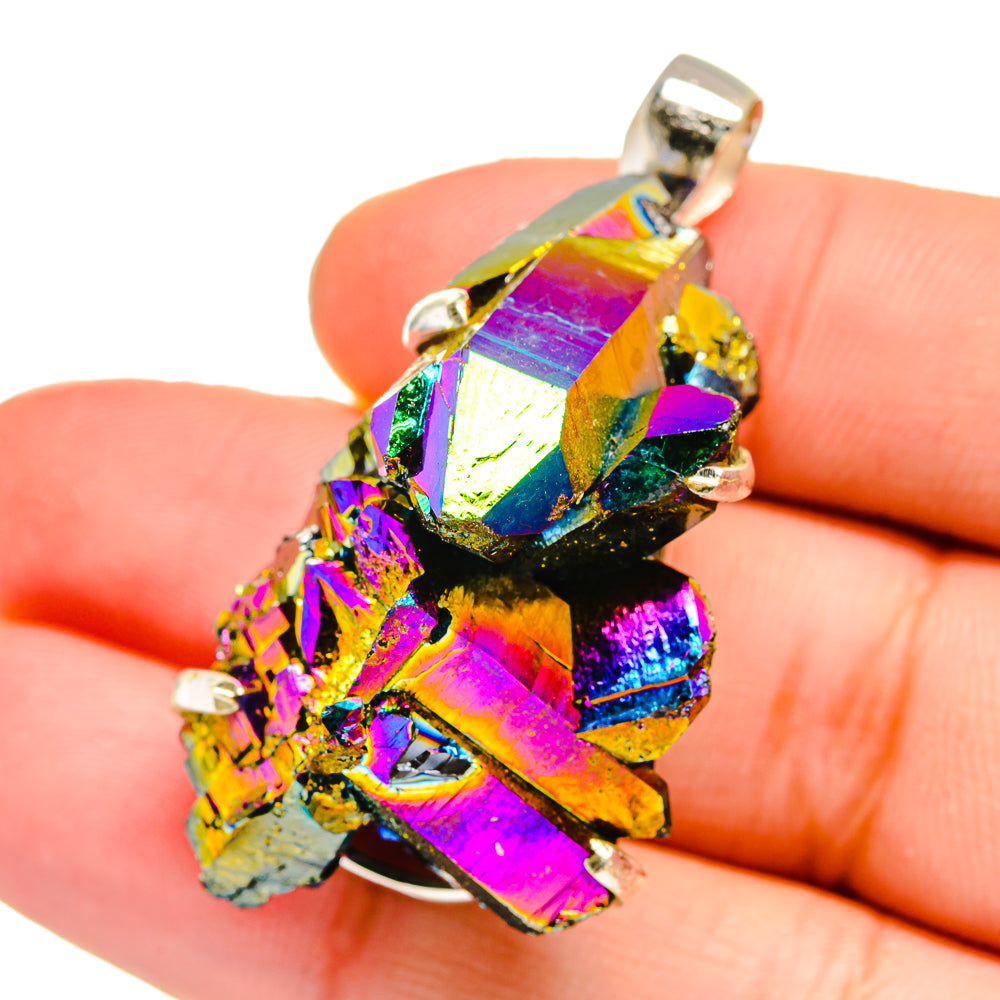Titanium Sunshine Druzy Pendants handcrafted by Anasilvercos - PD16522