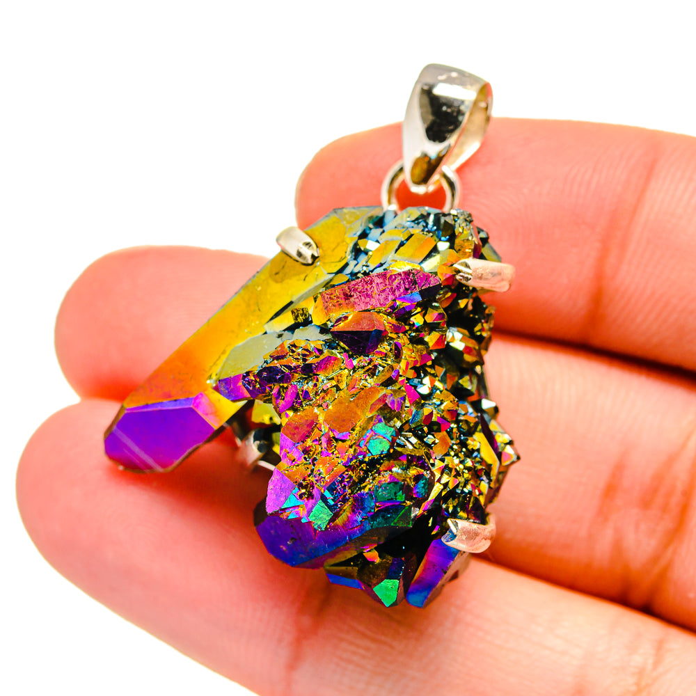 Titanium Sunshine Druzy Pendants handcrafted by Anasilvercos - PD16523