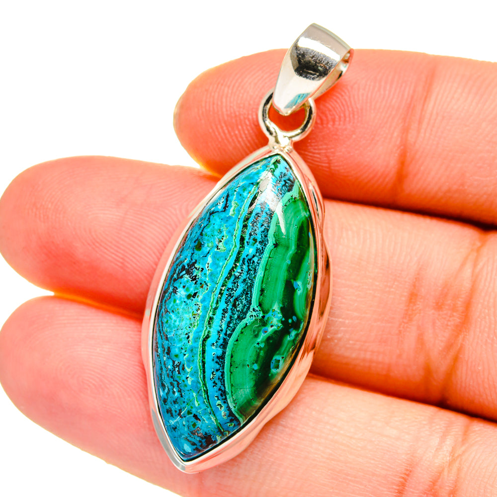 Malachite In Chrysocolla Pendants handcrafted by Anasilvercos - PD16538