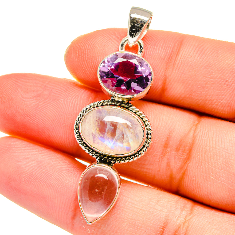Rainbow Moonstone Pendants handcrafted by Anasilvercos - PD16562