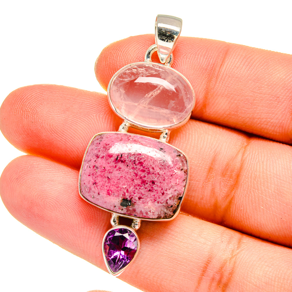 Rhodonite Pendants handcrafted by Anasilvercos - PD16563