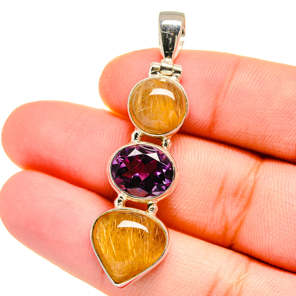 Rutilated Quartz Pendants handcrafted by Anasilvercos - PD16571