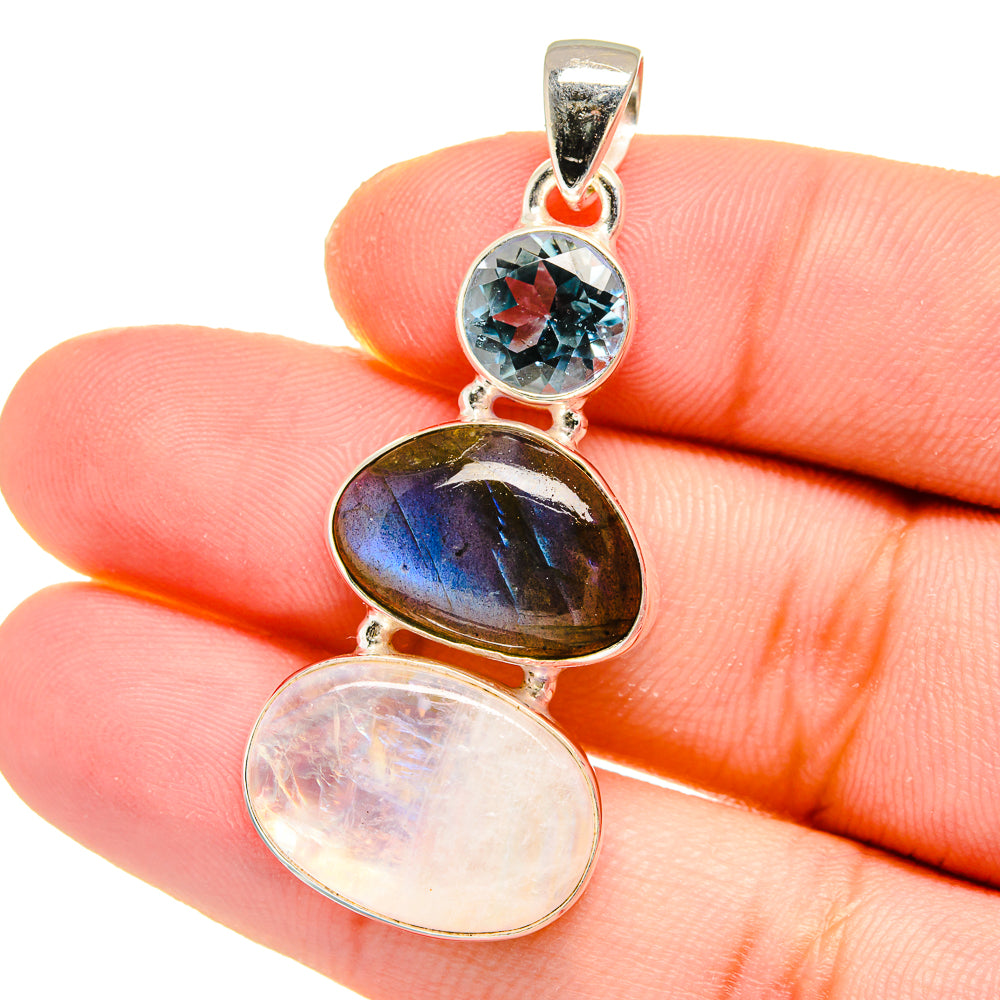 Rainbow Moonstone Pendants handcrafted by Anasilvercos - PD16572