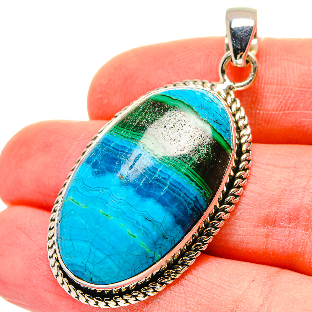 Malachite In Chrysocolla Pendants handcrafted by Anasilvercos - PD16589