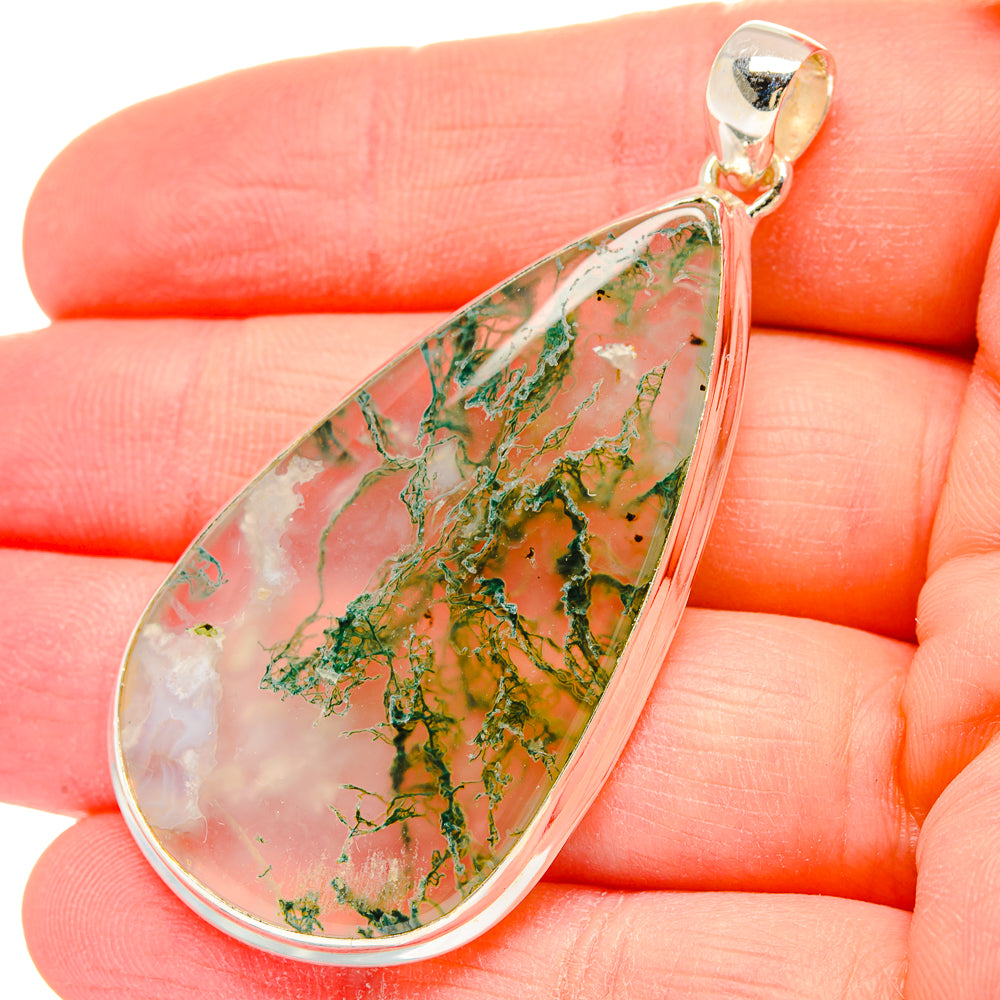 Green Moss Agate Pendants handcrafted by Anasilvercos - PD16595