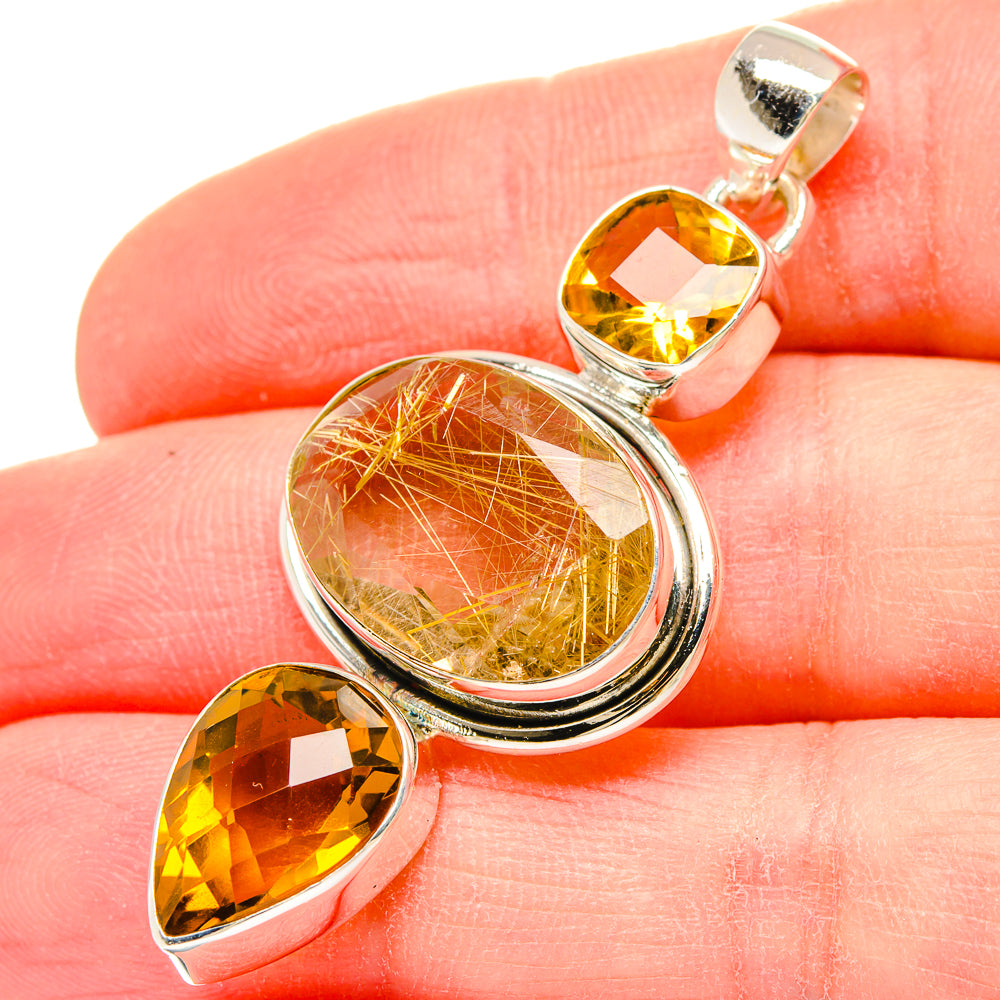 Rutilated Quartz Pendants handcrafted by Anasilvercos - PD16629