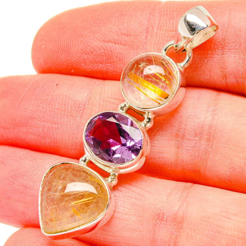 Rutilated Quartz Pendants handcrafted by Anasilvercos - PD16630