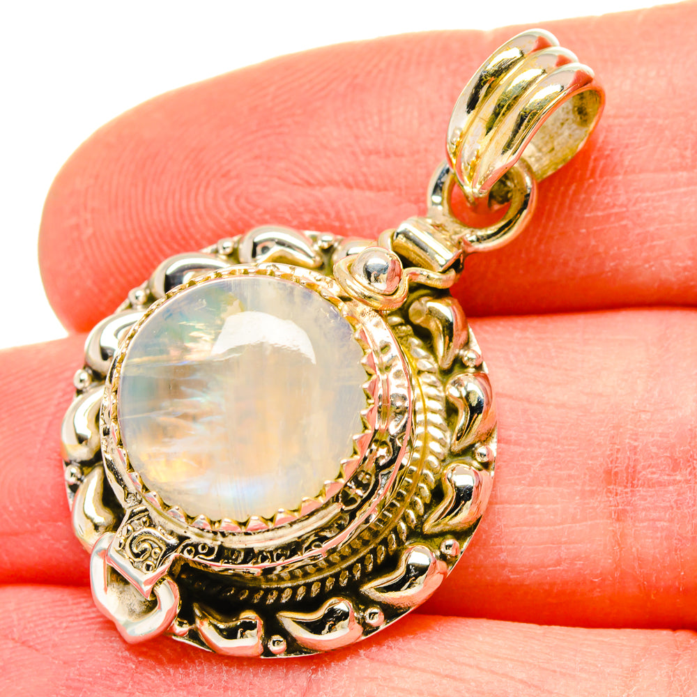 Rainbow Moonstone Pendants handcrafted by Anasilvercos - PD16635