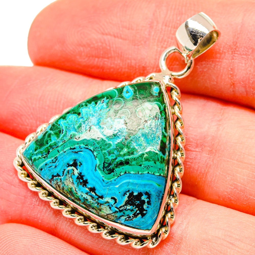Malachite In Chrysocolla Pendants handcrafted by Anasilvercos - PD16640