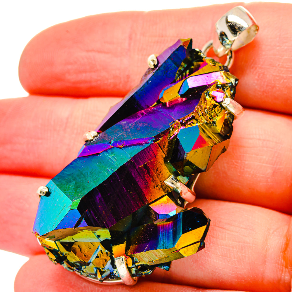 Titanium Sunshine Druzy Pendants handcrafted by Anasilvercos - PD16642