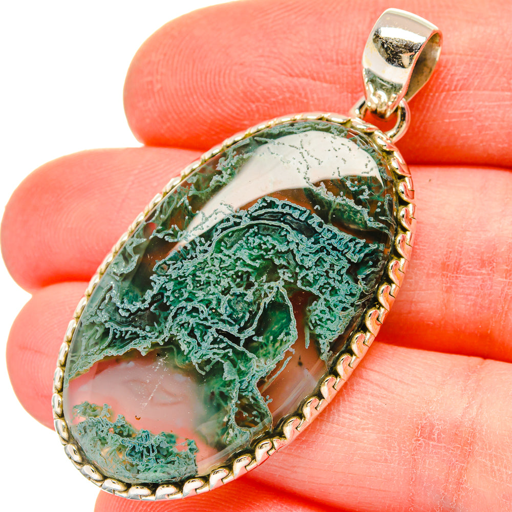 Green Moss Agate Pendants handcrafted by Anasilvercos - PD16663