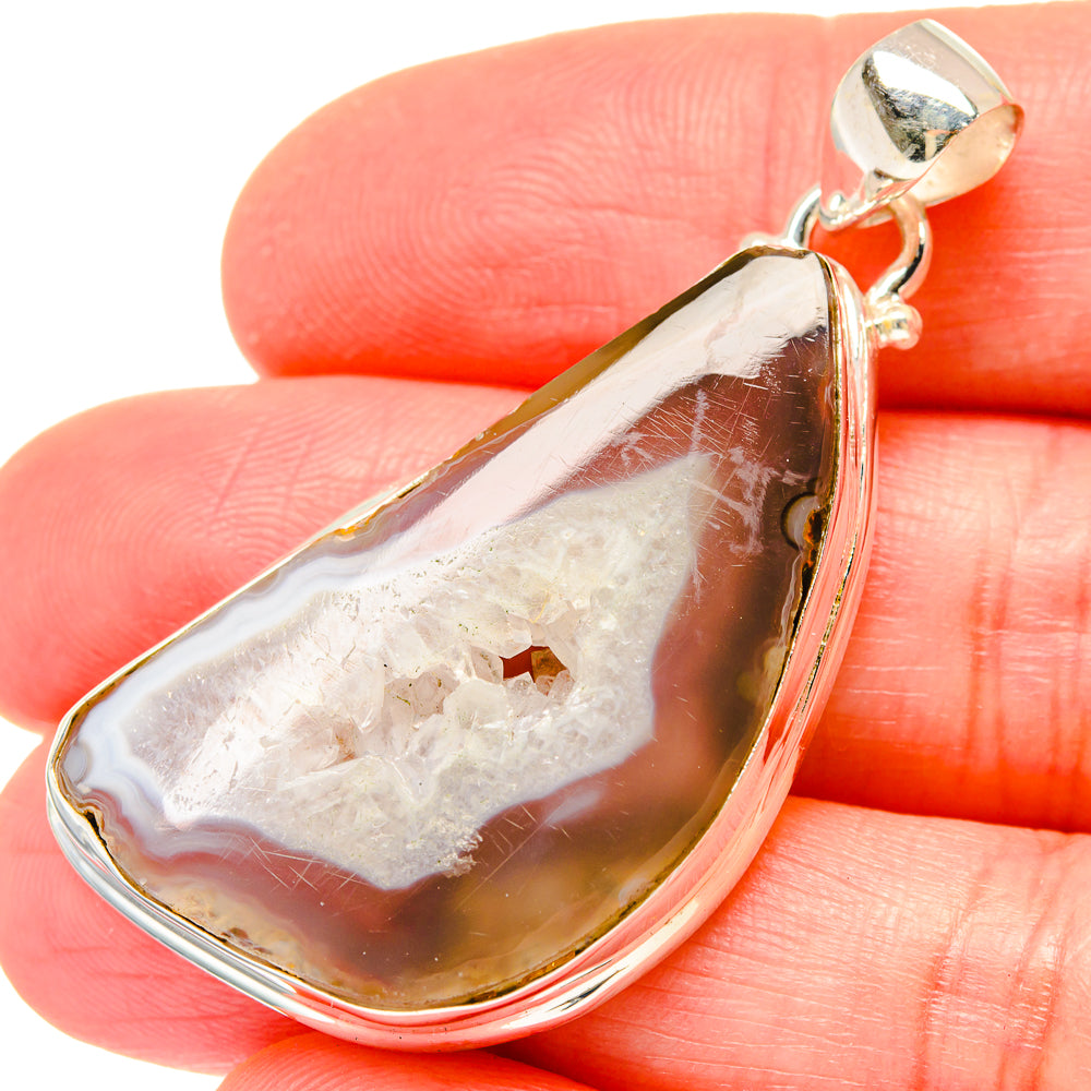 Brown Geode Slice Pendants handcrafted by Anasilvercos - PD16705