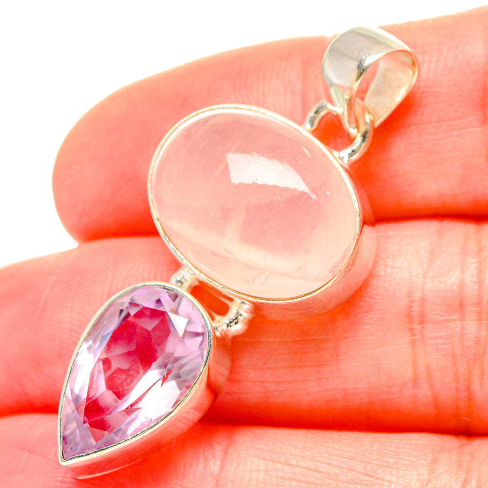 Rose Quartz Pendants handcrafted by Anasilvercos - PD16715