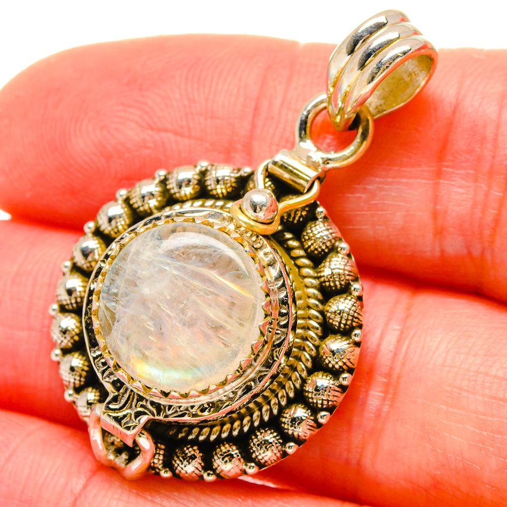 Rainbow Moonstone Pendants handcrafted by Anasilvercos - PD16736