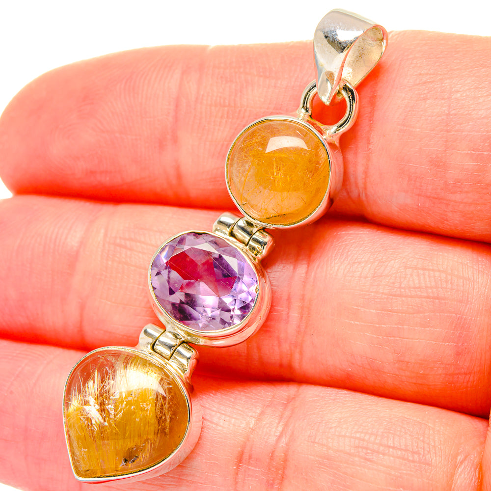 Rutilated Quartz Pendants handcrafted by Anasilvercos - PD16737