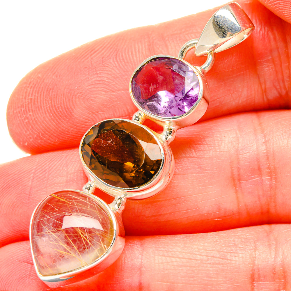 Rutilated Quartz Pendants handcrafted by Anasilvercos - PD16746