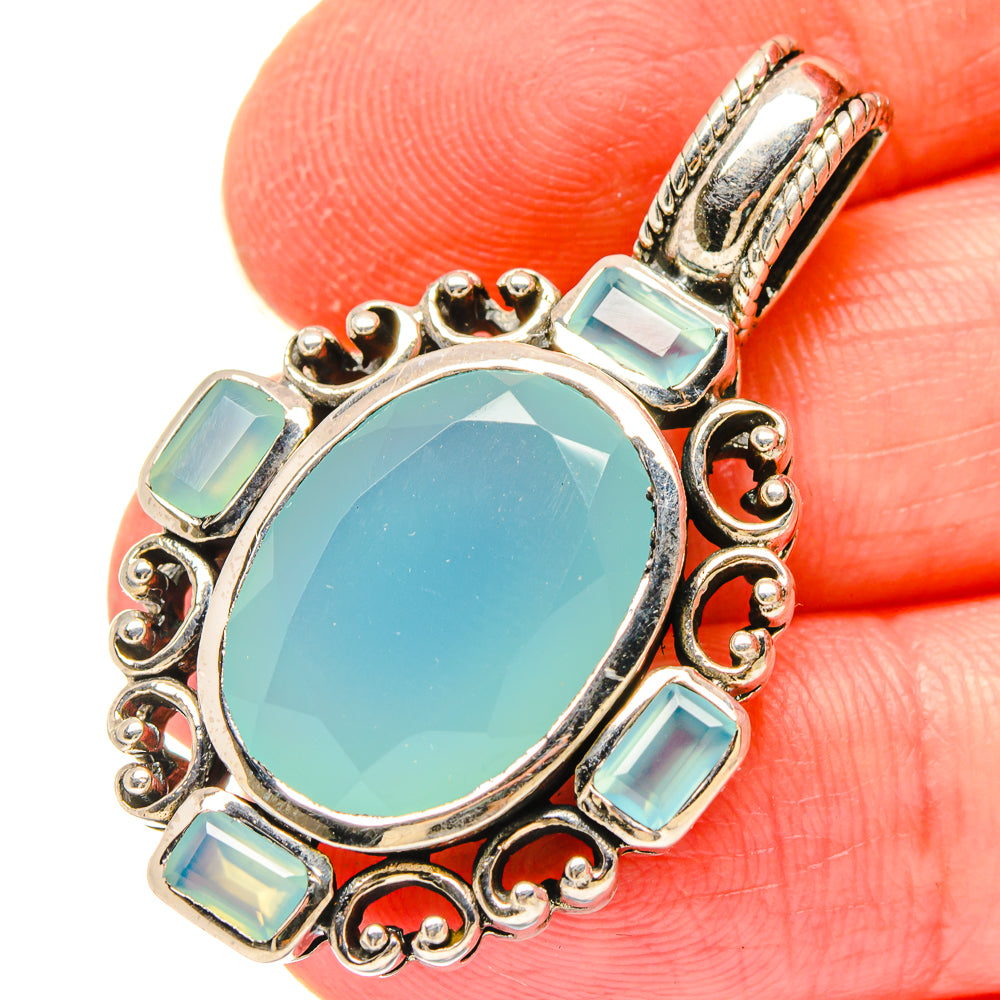 Aqua Chalcedony Pendants handcrafted by Anasilvercos - PD16759