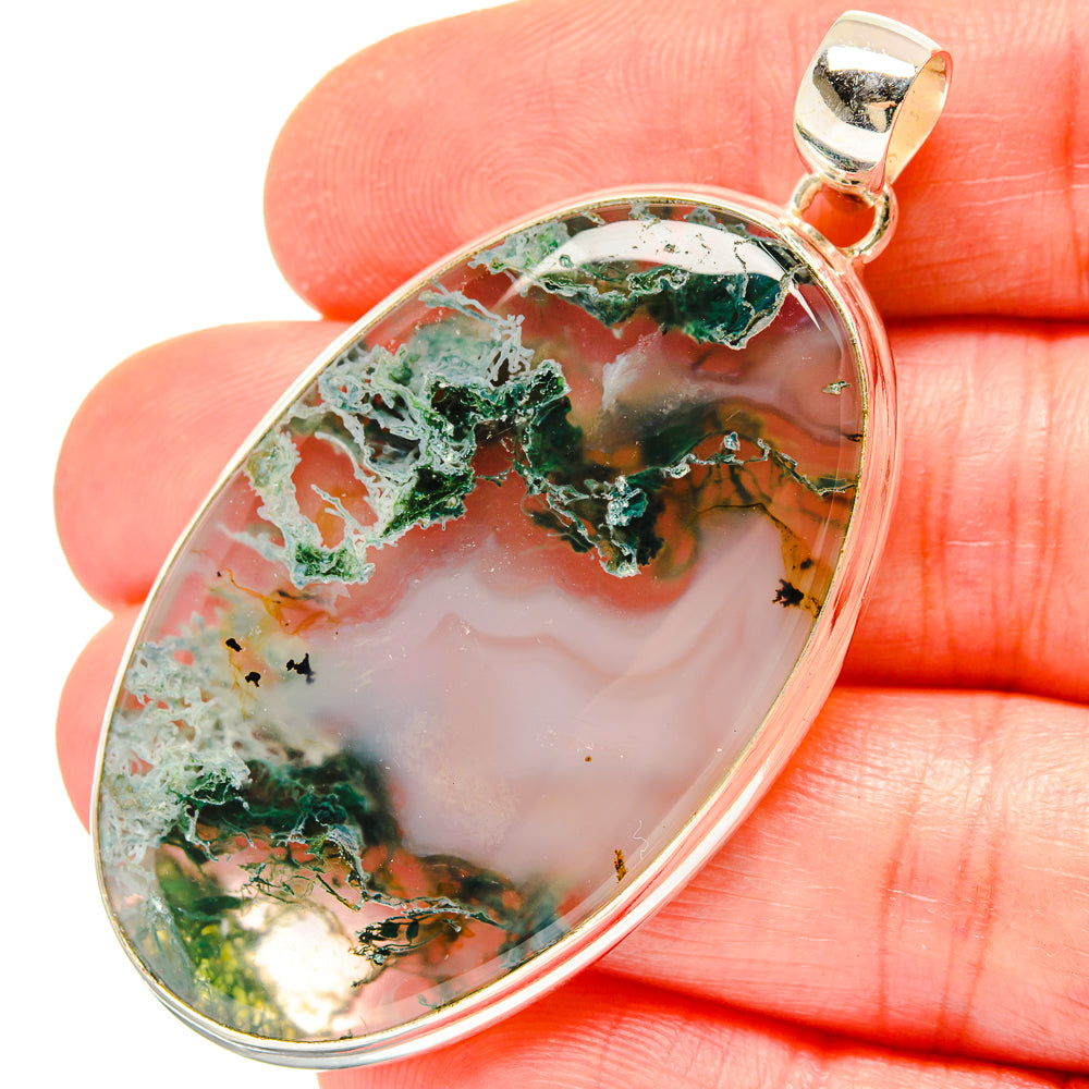 Green Moss Agate Pendants handcrafted by Anasilvercos - PD16776