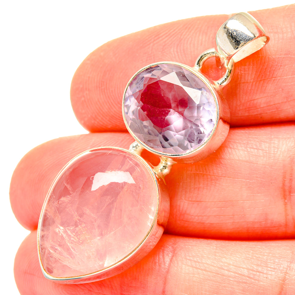 Rose Quartz Pendants handcrafted by Anasilvercos - PD16793