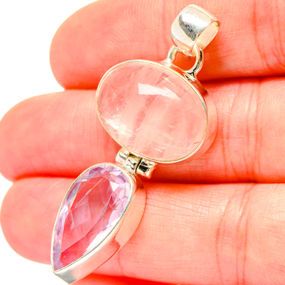 Rose Quartz Pendants handcrafted by Anasilvercos - PD16795