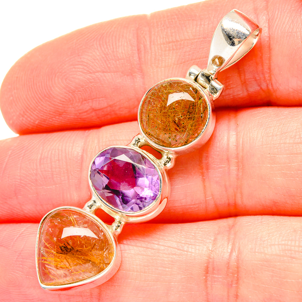 Rutilated Quartz Pendants handcrafted by Anasilvercos - PD16811