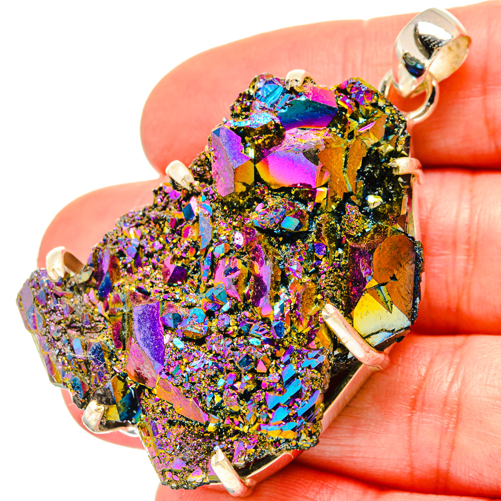 Titanium Sunshine Druzy Pendants handcrafted by Anasilvercos - PD16821