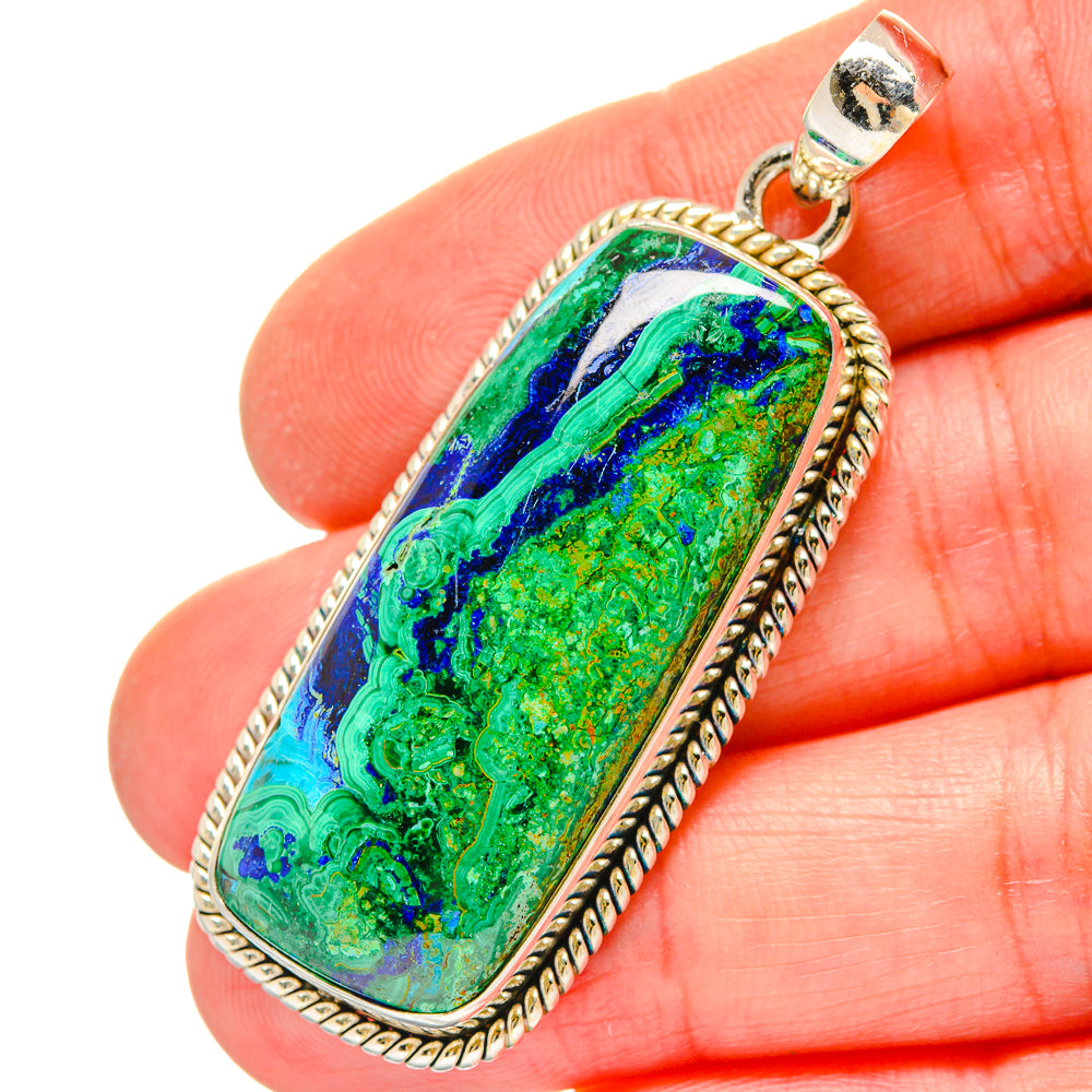 Malachite In Chrysocolla Pendants handcrafted by Anasilvercos - PD16822
