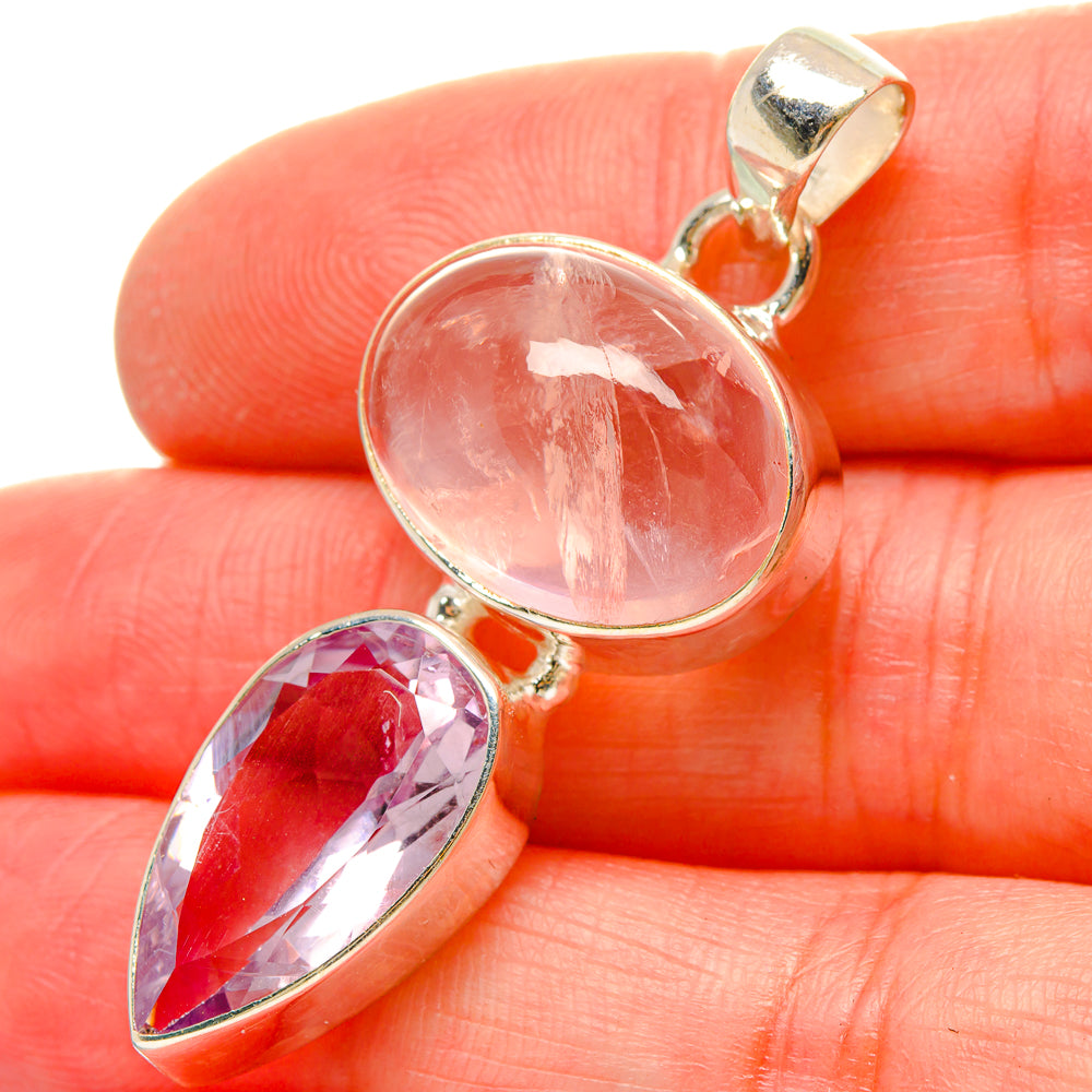 Rose Quartz Pendants handcrafted by Anasilvercos - PD16865