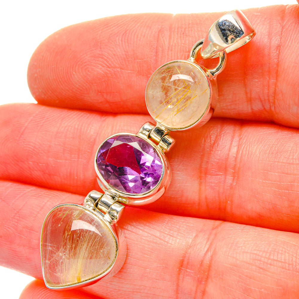 Rutilated Quartz Pendants handcrafted by Anasilvercos - PD16879