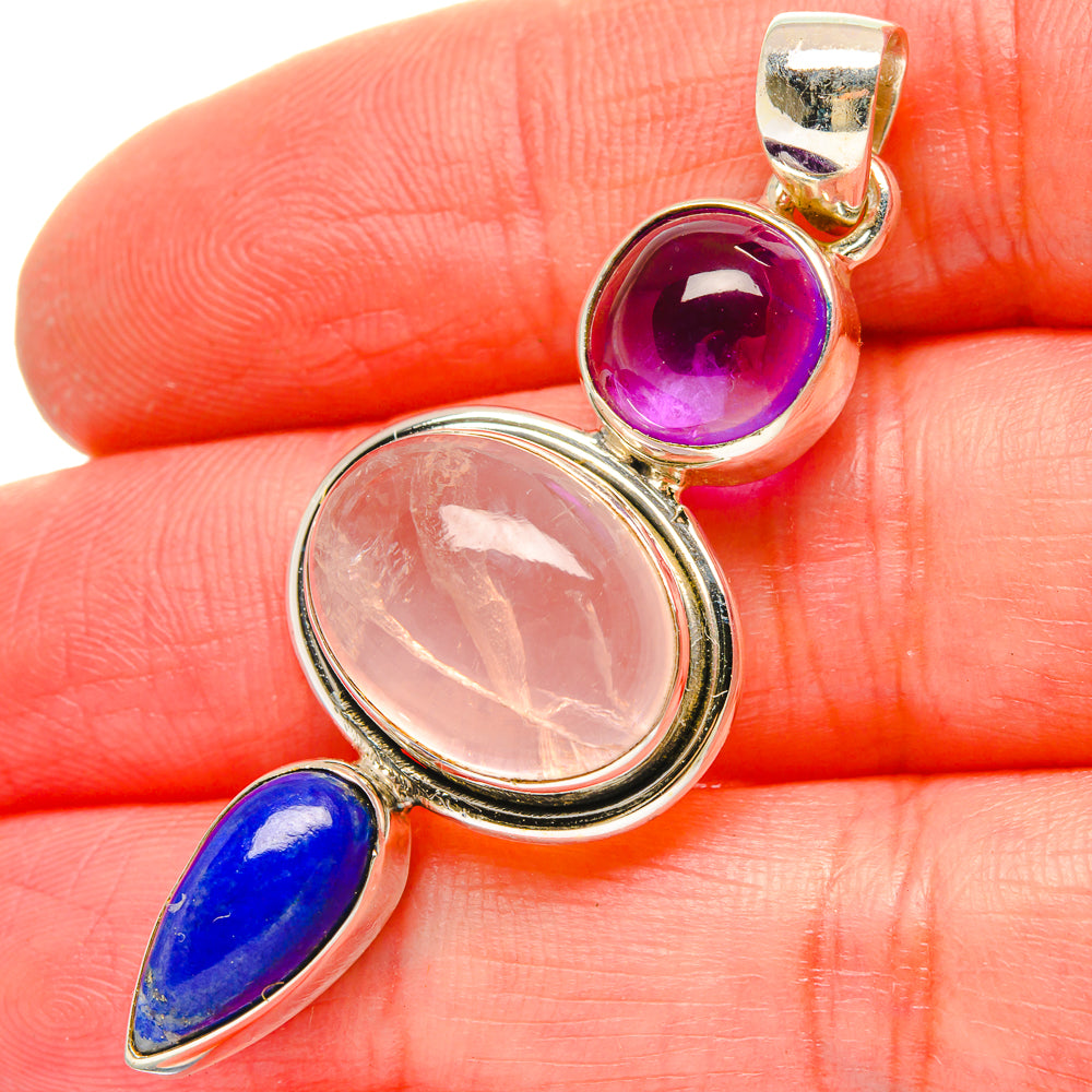 Rose Quartz Pendants handcrafted by Anasilvercos - PD16885