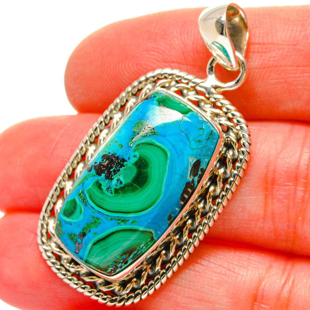 Malachite In Chrysocolla Pendants handcrafted by Anasilvercos - PD16886