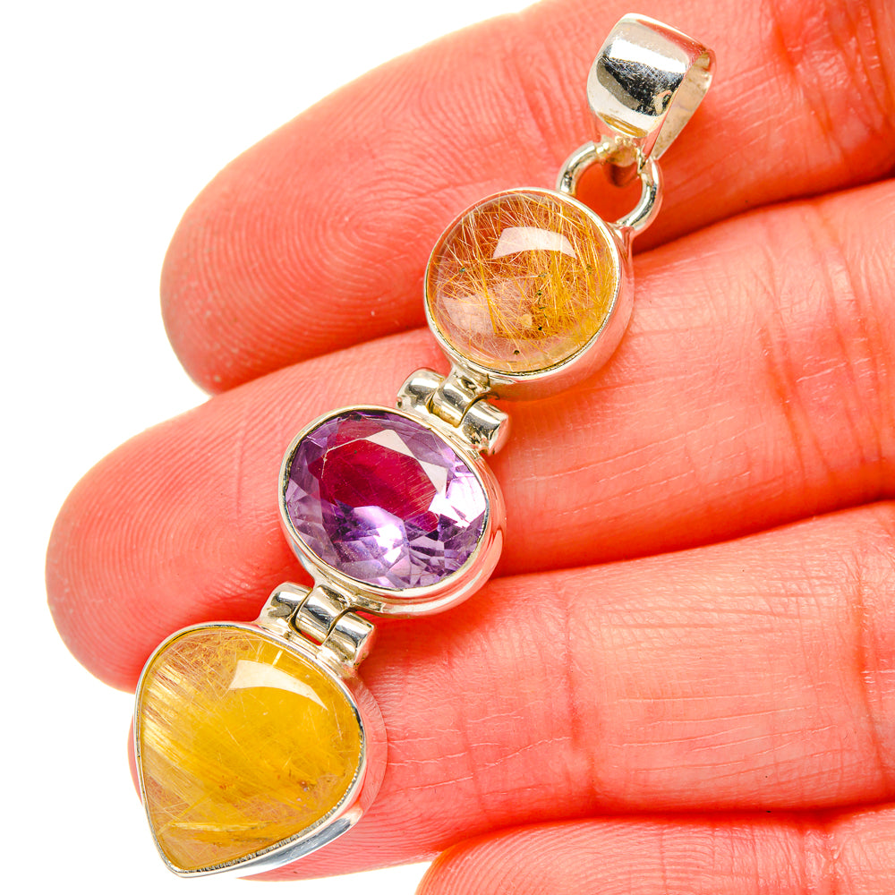 Rutilated Quartz Pendants handcrafted by Anasilvercos - PD16943
