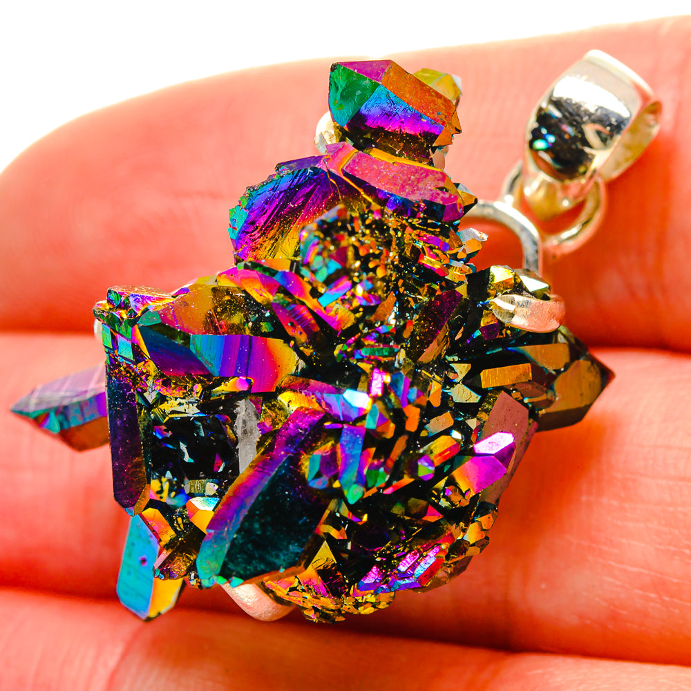 Titanium Sunshine Druzy Pendants handcrafted by Anasilvercos - PD16953