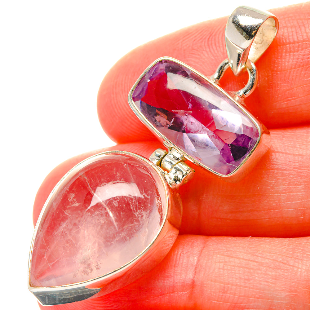 Rose Quartz Pendants handcrafted by Anasilvercos - PD17000