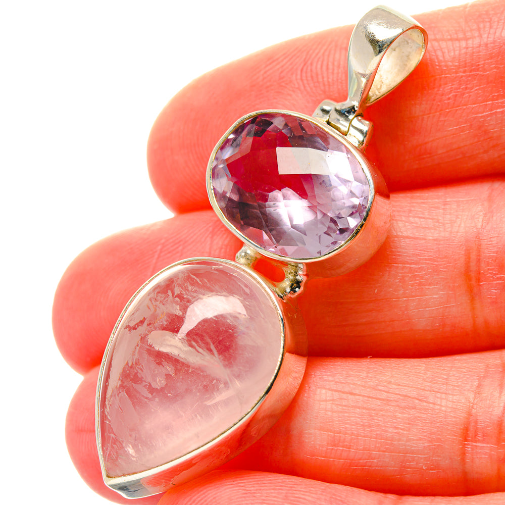 Rose Quartz Pendants handcrafted by Anasilvercos - PD17001