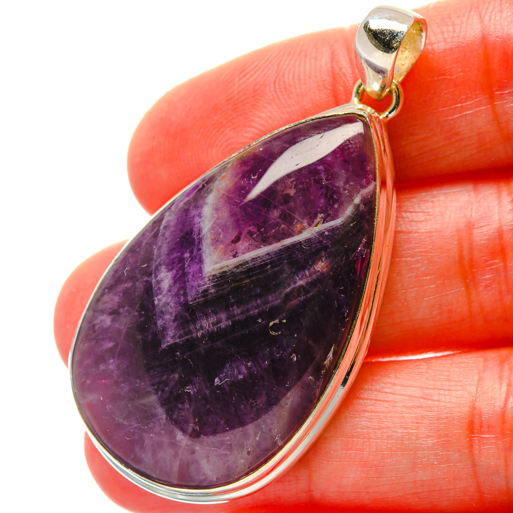 Chevron Amethyst Pendants handcrafted by Anasilvercos - PD17003