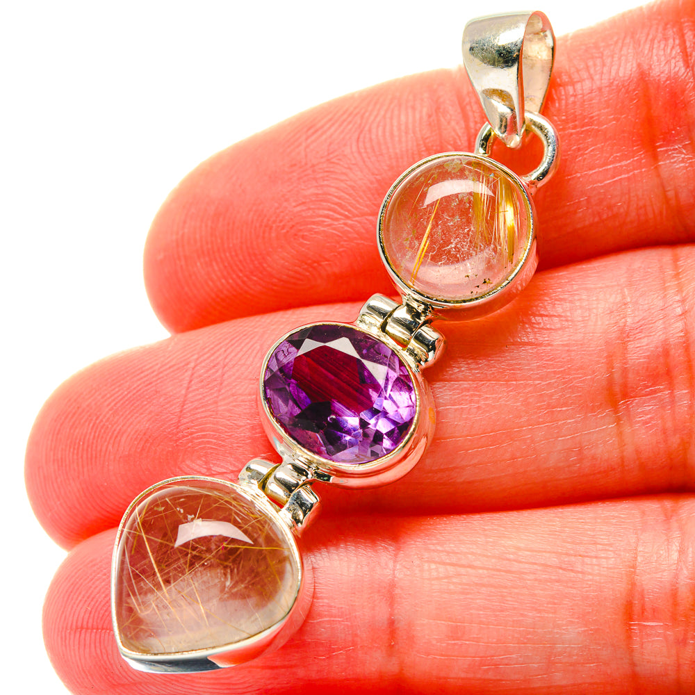 Rutilated Quartz Pendants handcrafted by Anasilvercos - PD17010