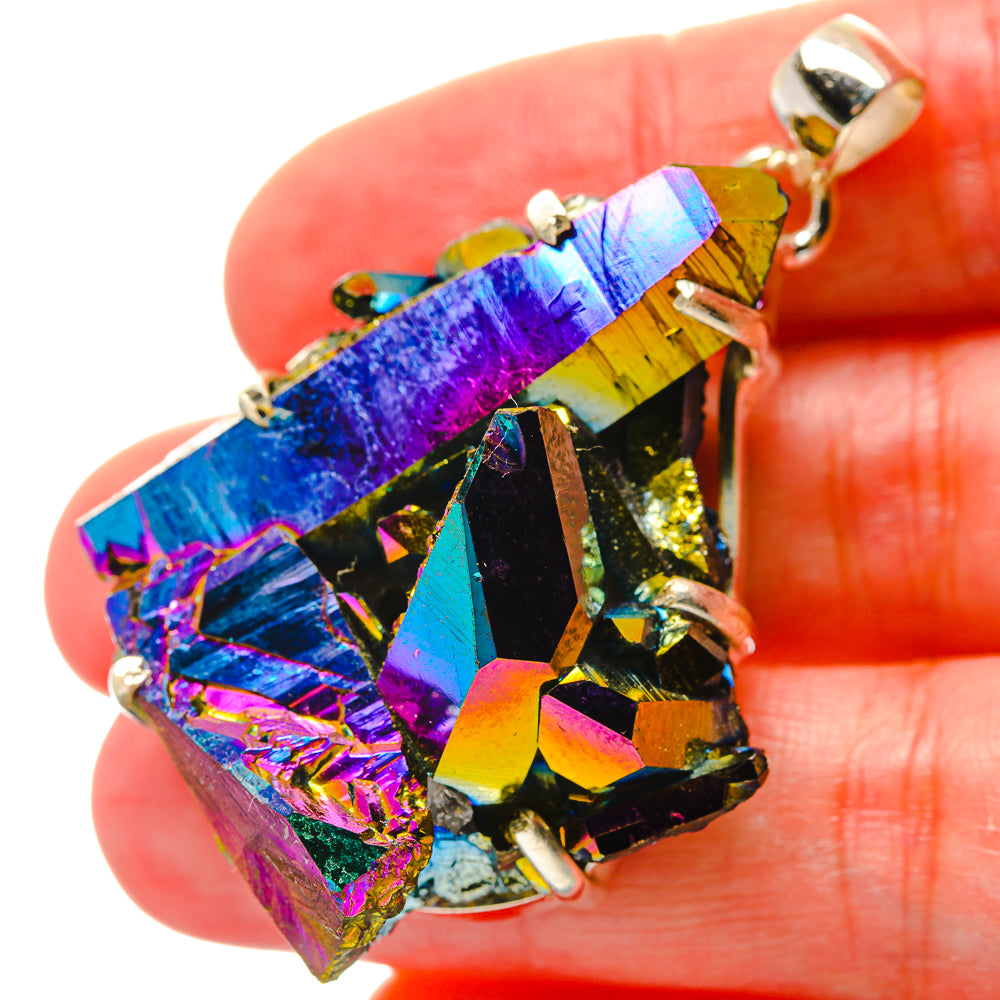 Titanium Sunshine Druzy Pendants handcrafted by Anasilvercos - PD17015