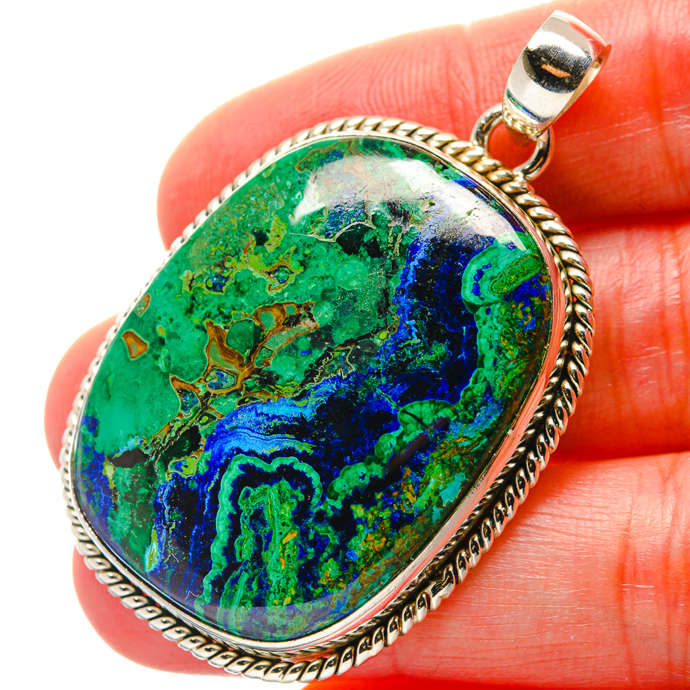 Malachite In Chrysocolla Pendants handcrafted by Anasilvercos - PD17017