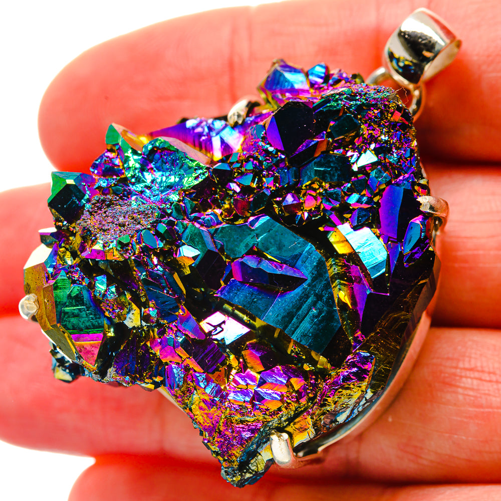 Titanium Sunshine Druzy Pendants handcrafted by Anasilvercos - PD17018