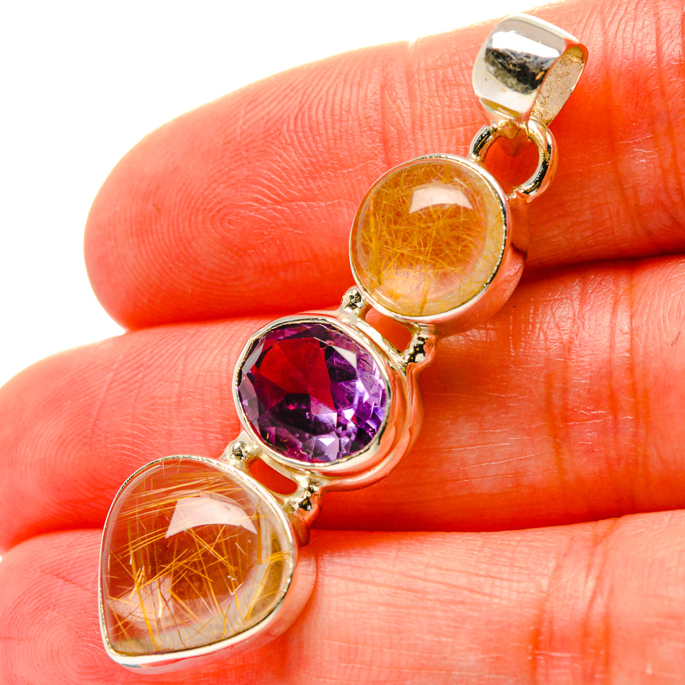 Rutilated Quartz Pendants handcrafted by Anasilvercos - PD17048