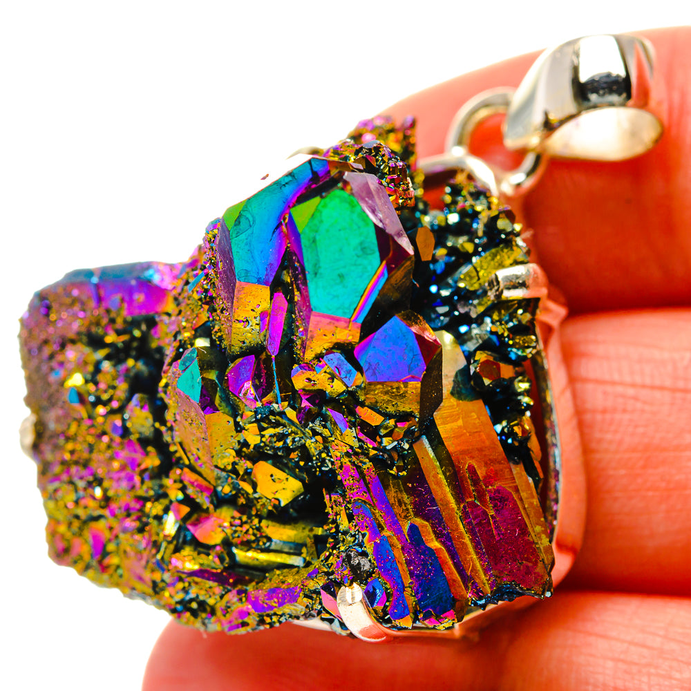 Titanium Sunshine Druzy Pendants handcrafted by Anasilvercos - PD17051