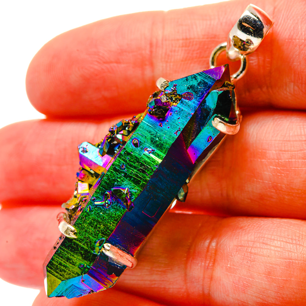 Titanium Sunshine Druzy Pendants handcrafted by Anasilvercos - PD17053