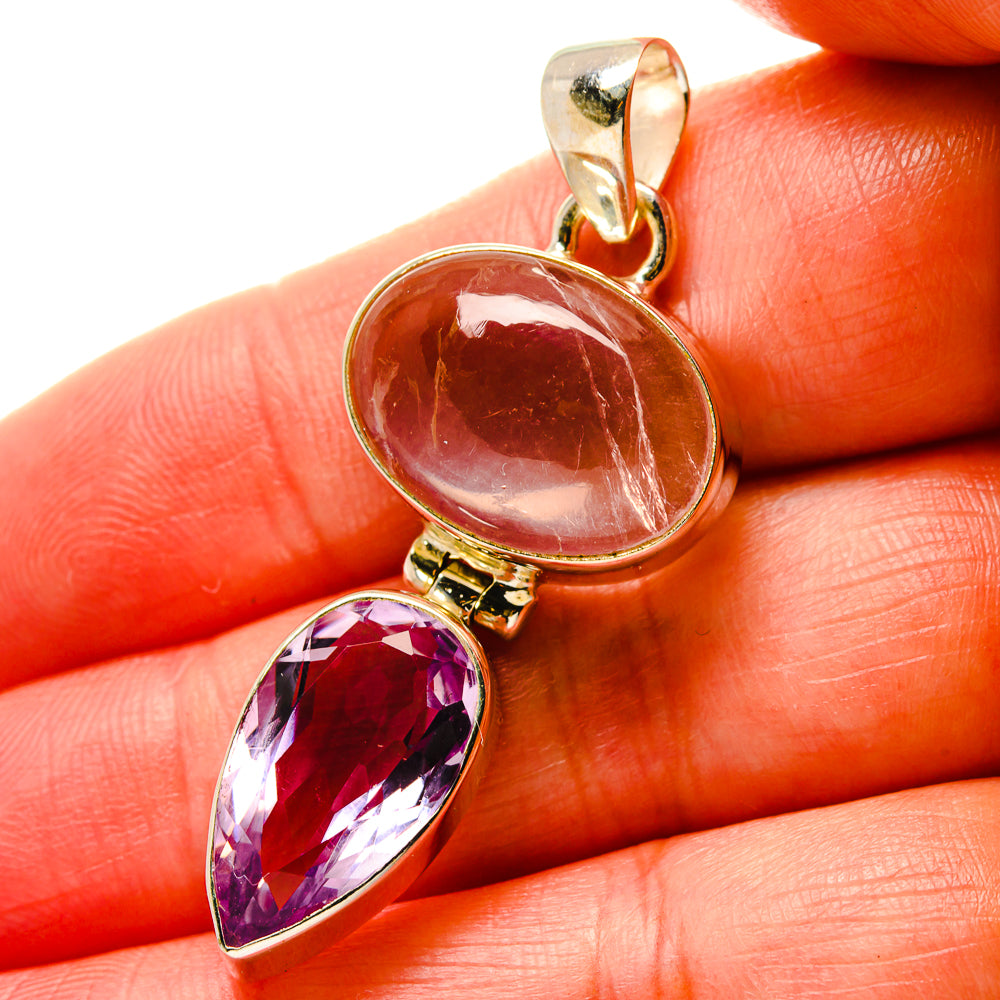 Rose Quartz Pendants handcrafted by Anasilvercos - PD17073
