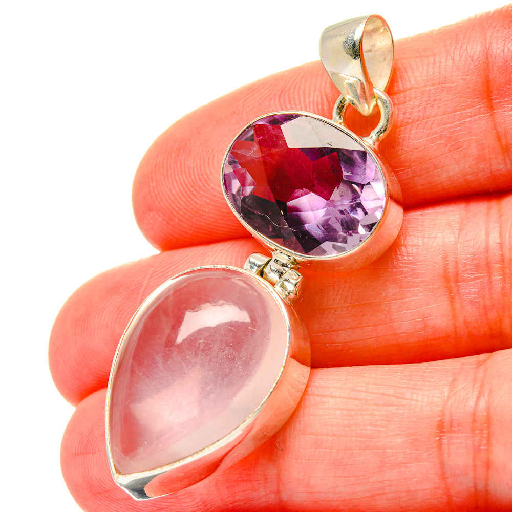 Rose Quartz Pendants handcrafted by Anasilvercos - PD17074