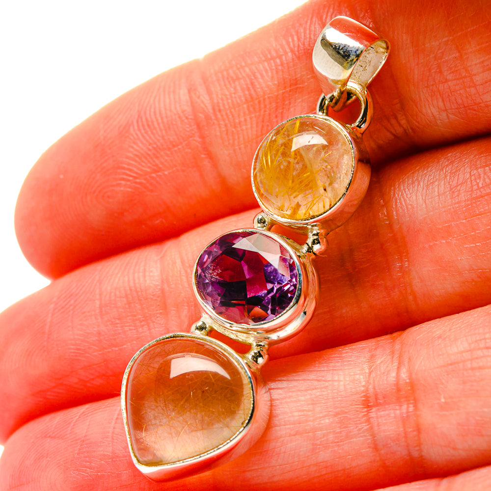Rutilated Quartz Pendants handcrafted by Anasilvercos - PD17080